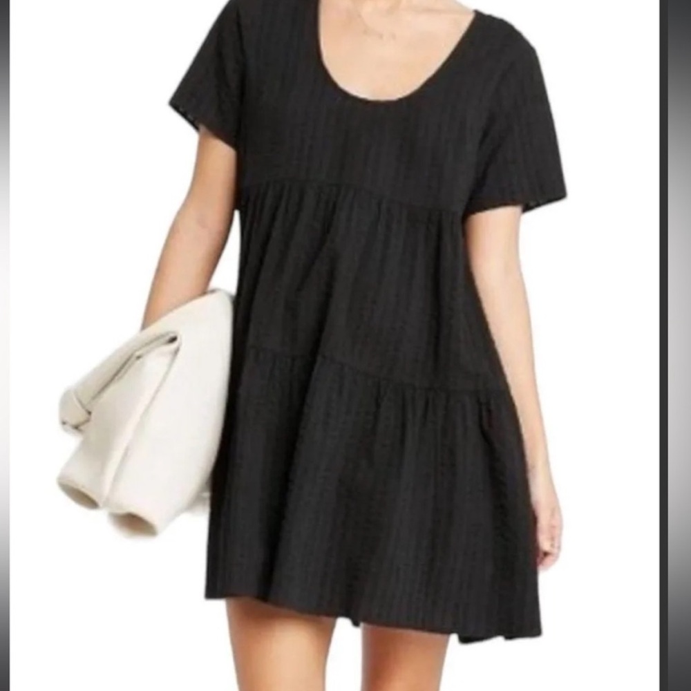 A New Day Black Babydoll Dress. Small. Tiered Style.